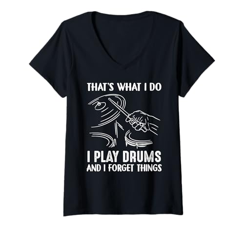 Damen Das Mache ich ich Spiele Schlagzeug und vergesse Dinge T-Shirt mit V-Ausschnitt Damen Das Mache ich ich Spiele Schlagzeug und vergesse Dinge T-Shirt mit V-Ausschnitt von That's what I do I play drums and I forget things