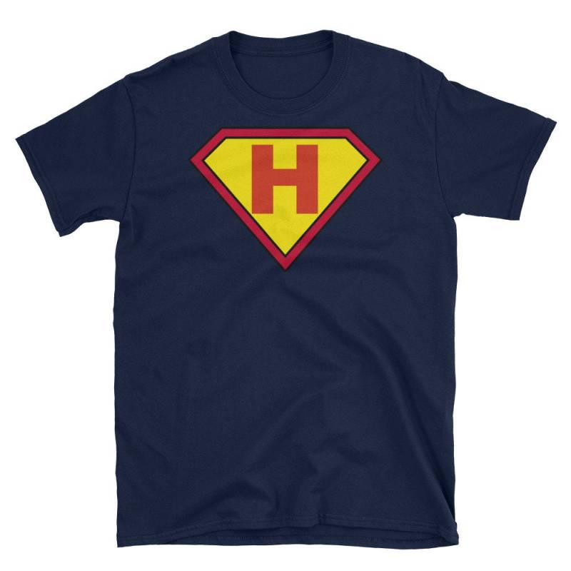 H Anfangsbuchstabe T Shirt - Superheld Comic Monogramm Familie Passende Tops Personalisierte Geschenke Für Frauen & Männer Geschenkideen von ThatCoolTShirt