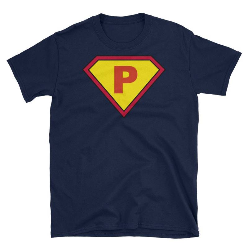 P Anfangsbuchstabe T Shirt - Superheld Comic Monogramm Familie Passende Tops Personalisierte Geschenke Für Frauen & Männer Geschenkideen von ThatCoolTShirt