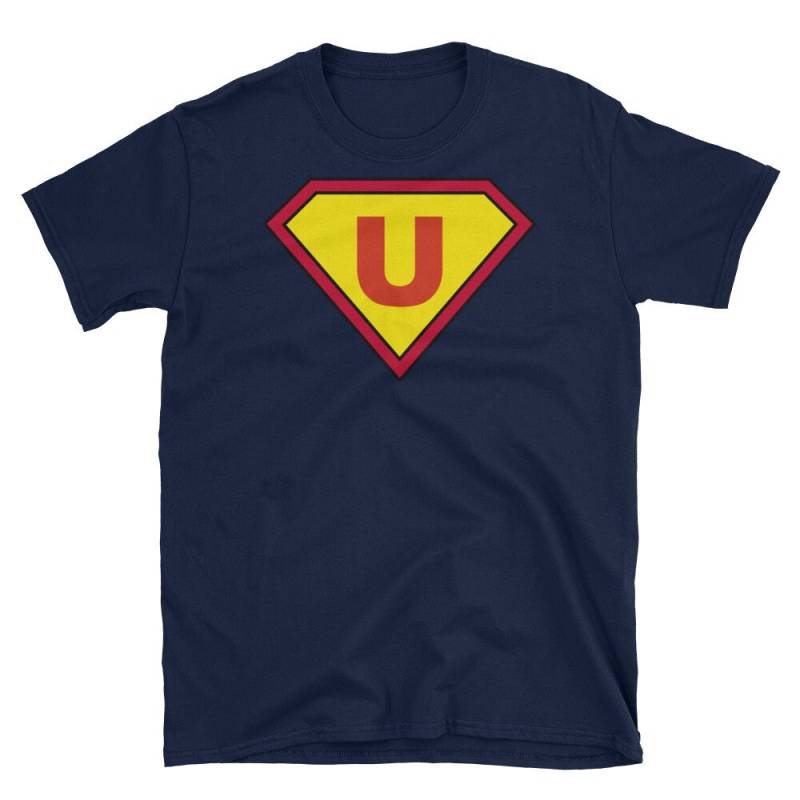 U Anfangsbuchstabe T-Shirt - Superheld Comic Monogramm Shirt Familien Passende Tops Personalisierte Geschenke Für Frauen & Männer Geschenkideen von ThatCoolTShirt