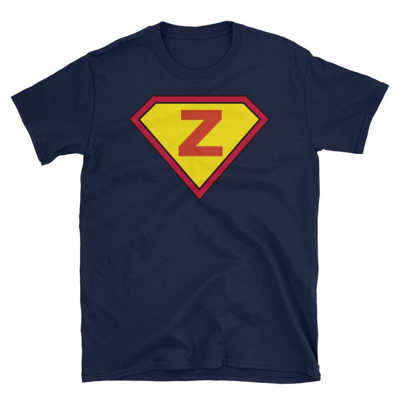 Z Anfangsbuchstabe T-Shirt - Superhelden Comic Monogramm Shirt Familien Passende Tops Personalisierte Geschenke Für Frauen & Männer Geschenkideen von ThatCoolTShirt