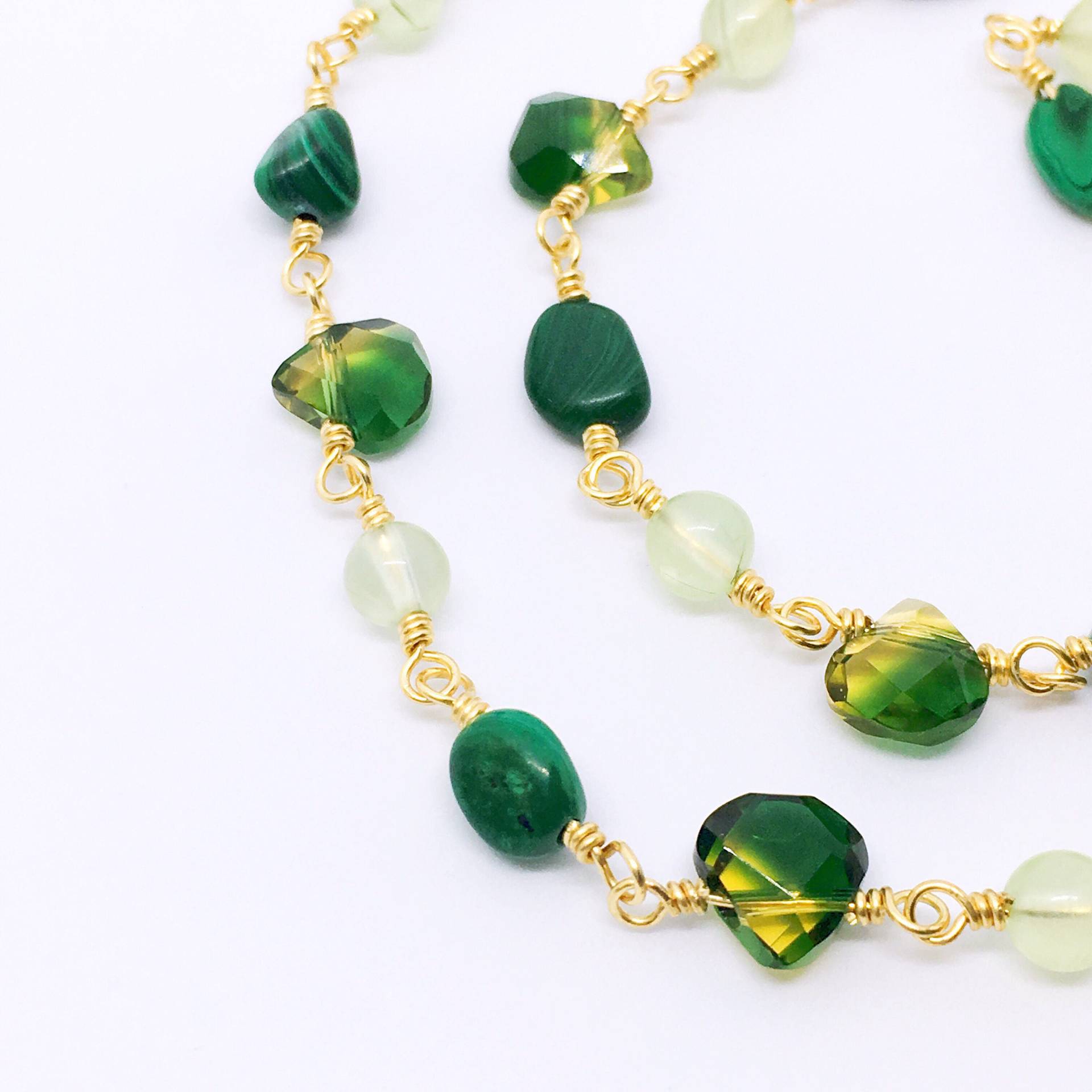 Grüne Edelstein Rosenkranz Halskette, Malachit Schmuck, Prehnit, & Grünquarz, Einzigartiges Weihnachtsgeschenk Grüne Edelstein Rosenkranz Halskette, Malachit Schmuck, Prehnit, & Grünquarz, Einzigartiges Weihnachtsgeschenk von ThatStoneStudio