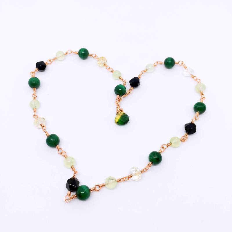 Malachit Kette, Prehnit, Citrin, Onyx, Naturschmuck, Schutzkette, Schmuck Für Die Freundin, Weihnachtsschmuck von ThatStoneStudio