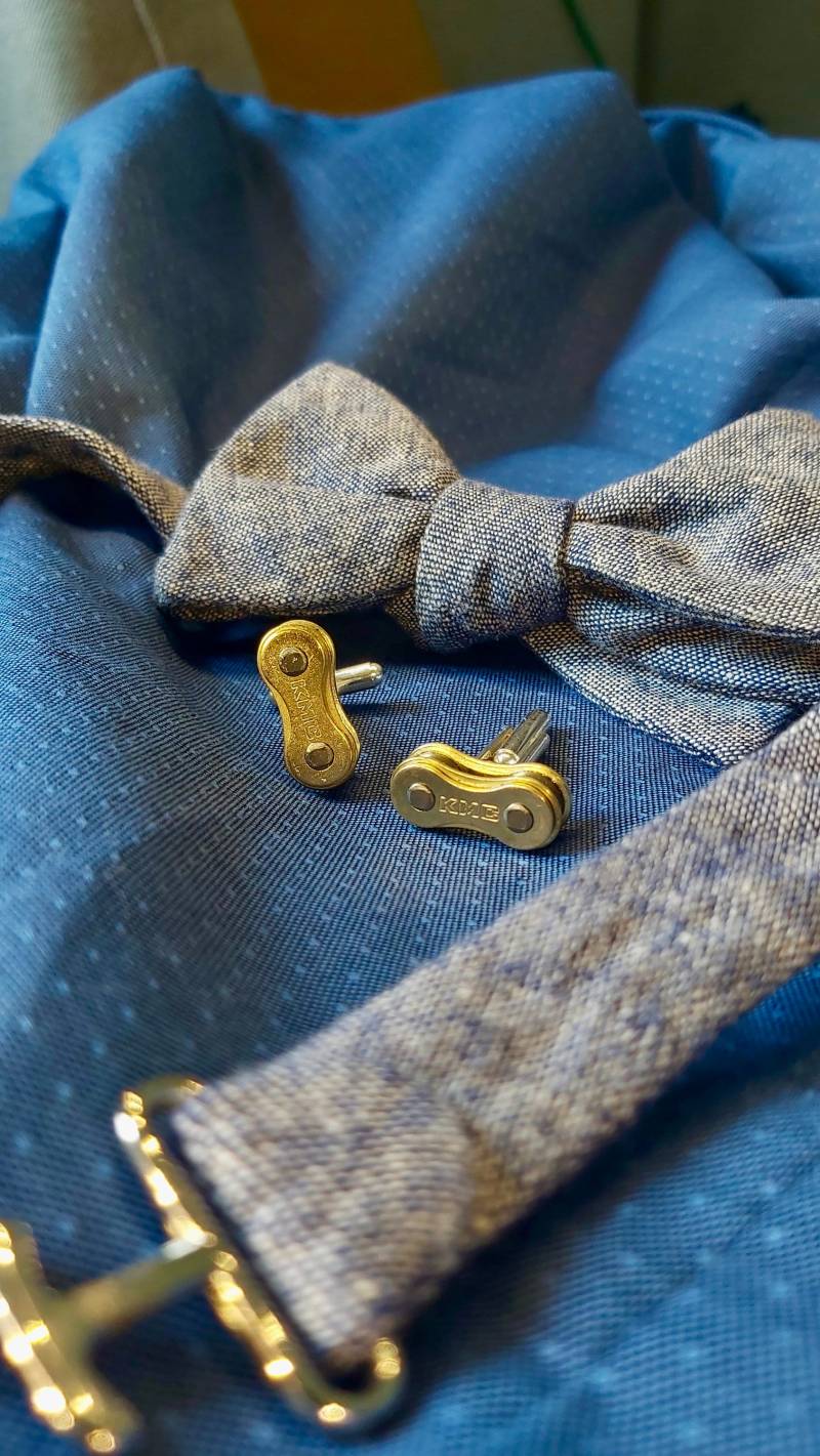 Manschettenknöpfe Aus Goldfarbenen Fahrradketten Radfahrer Geschenk Fahrrad Accessoire Fahrradkette von ThatUsedToBe