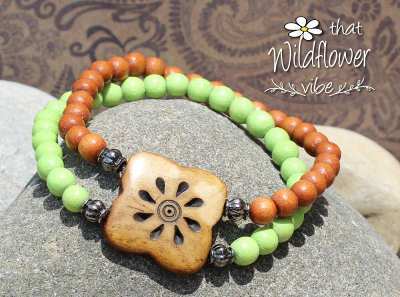 Knochen Und Holz Stretch Armband, Perlen Hölzerne Armband Braun Grün, Grün Braun Knochen Und Holz Stretch Armband, Perlen Hölzerne Armband Braun Grün, Grün Braun von ThatWildflowerVibe