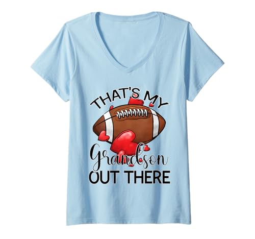 Damen Das ist Mein Enkel da draußen Football Grandpa T-Shirt mit V-Ausschnitt Damen Das ist Mein Enkel da draußen Football Grandpa T-Shirt mit V-Ausschnitt von Thats My Grandson Out There Football