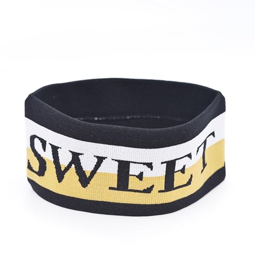 Thayakii Damen Stirnband Sport, gestrickt Haarband Schweißband Kopftuch elastisch für Fashion Outdoor Yoga Fitness Training Bandana (Schwarz-Gelb, L) von Thayakii