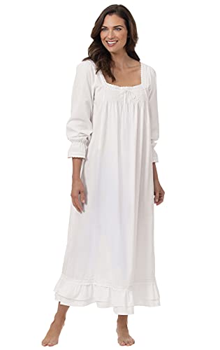 The 1 for U 100% Baumwolle Bodenlang Nachthemd - Martha - S-XXXXL - Weiß, M von The 1 for U