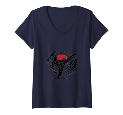 Damen Taekwondo Kicks Grafik T-Shirt mit V-Ausschnitt Damen Taekwondo Kicks Grafik T-Shirt mit V-Ausschnitt von The 18 Club