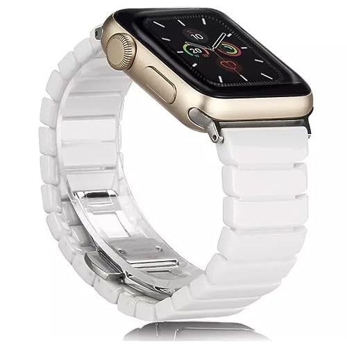 The 5 Shop Keramik Armband kompatibel mit Apple Watch Series 9 8 7 6, ULTRA 49mm, SE Edelstahl Metall Ersatz Armbänder Damen Herren Uhrenband 38/40/41/42/44/45mm kompatibel mit iWatch (38/40/41mm) von The 5 Shop