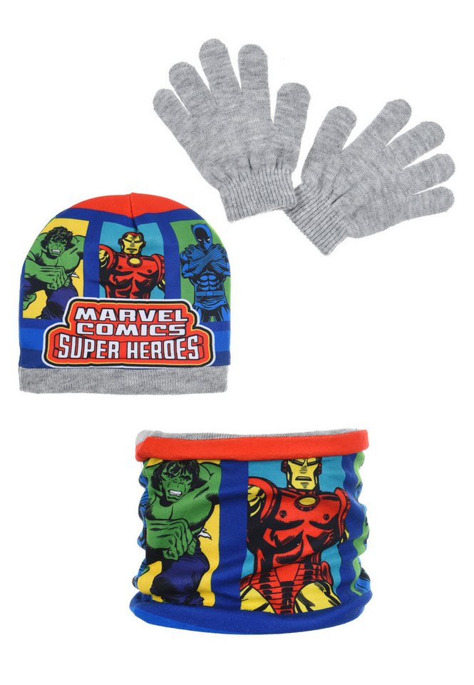 The AVENGERS Beanie Kinder Jungen Winter-Set Mütze Schlauch-Schal (SET) von The AVENGERS