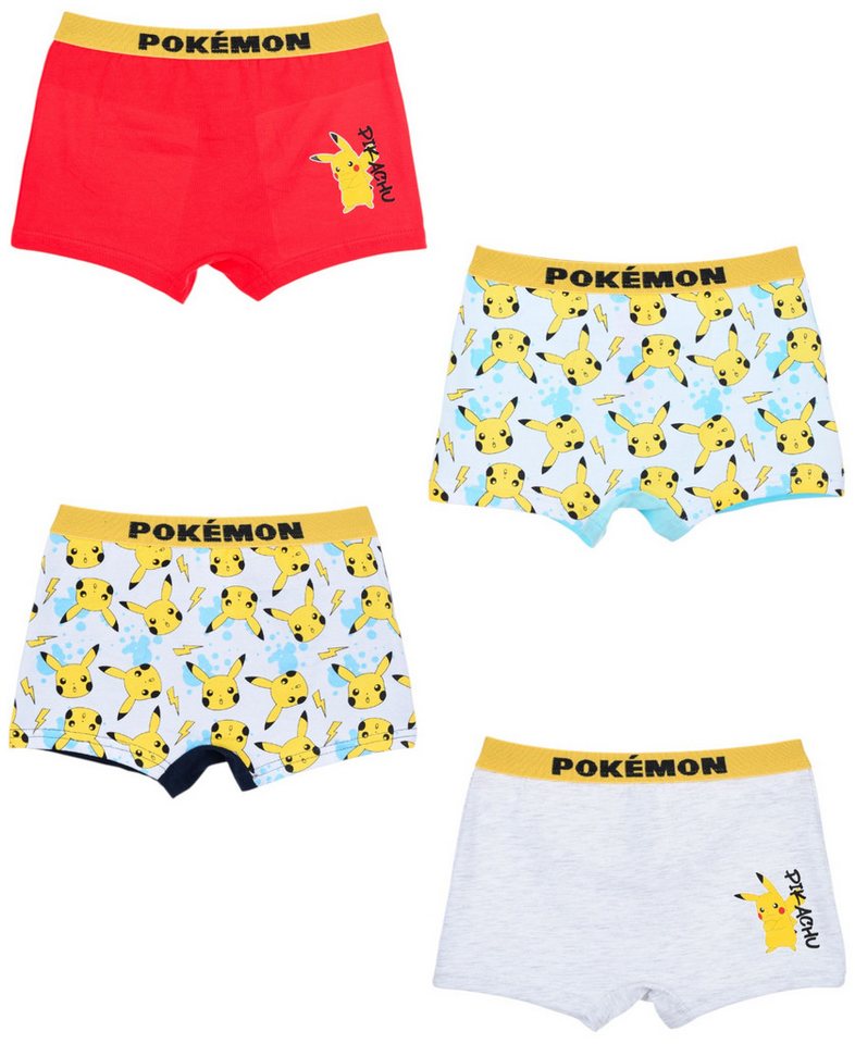 POKÉMON Boxershorts Pikachu (4-St) Jungen Boxershorts Unterhose Gr. 104 - 140 cm von POKÉMON