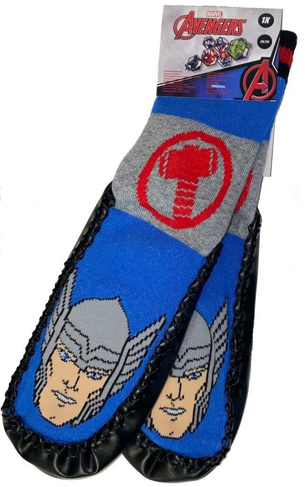 The AVENGERS Haussocken AVENGERS Socken Jungen + Mädchen Kindersocken mit rutschhemmender Sohle Gr.26/27 28/29 30/31 32/33 von The AVENGERS