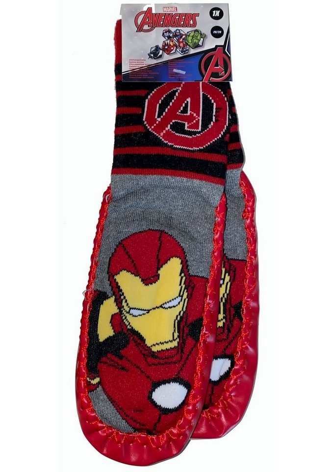 The AVENGERS Haussocken AVENGERS Socken Jungen + Mädchen Kindersocken mit rutschhemmender Sohle Gr.26/27 28/29 30/31 32/33 von The AVENGERS