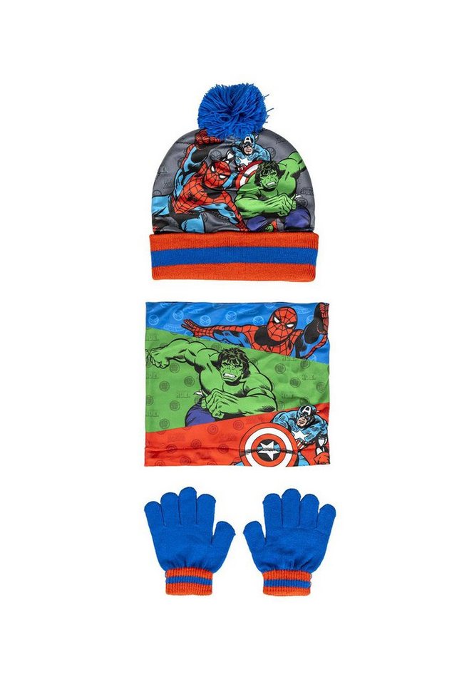 The AVENGERS Mütze & Schal Kinder Jungen Winter-Set Mütze Schlauch-Schal (SET, 3-tlg) von The AVENGERS