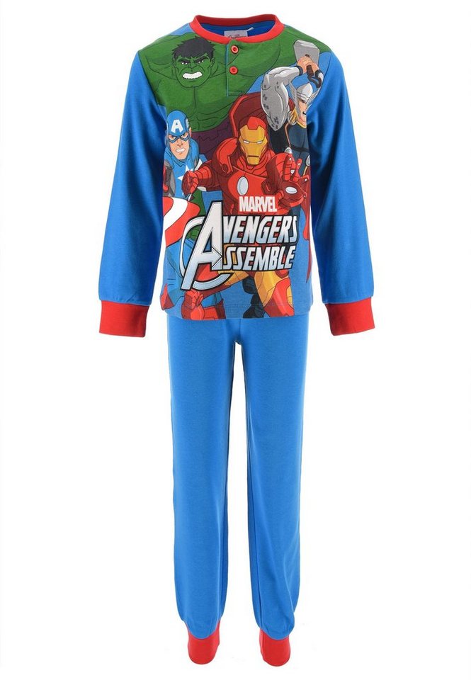 The AVENGERS Schlafanzug Captain America Hulk Iron Man Kinder Jungen Pyjama langarm Nachtwäsche (2 tlg) von The AVENGERS
