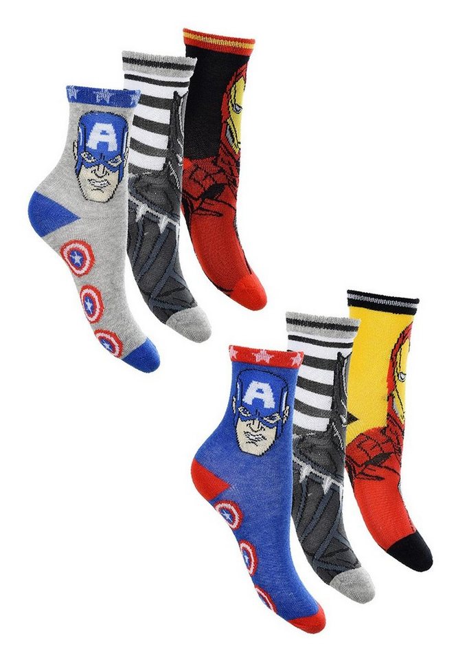 The AVENGERS Socken Captain America Iron-Man Hulk Kinder Jungen Socken Strümpfe (6-Paar) von The AVENGERS