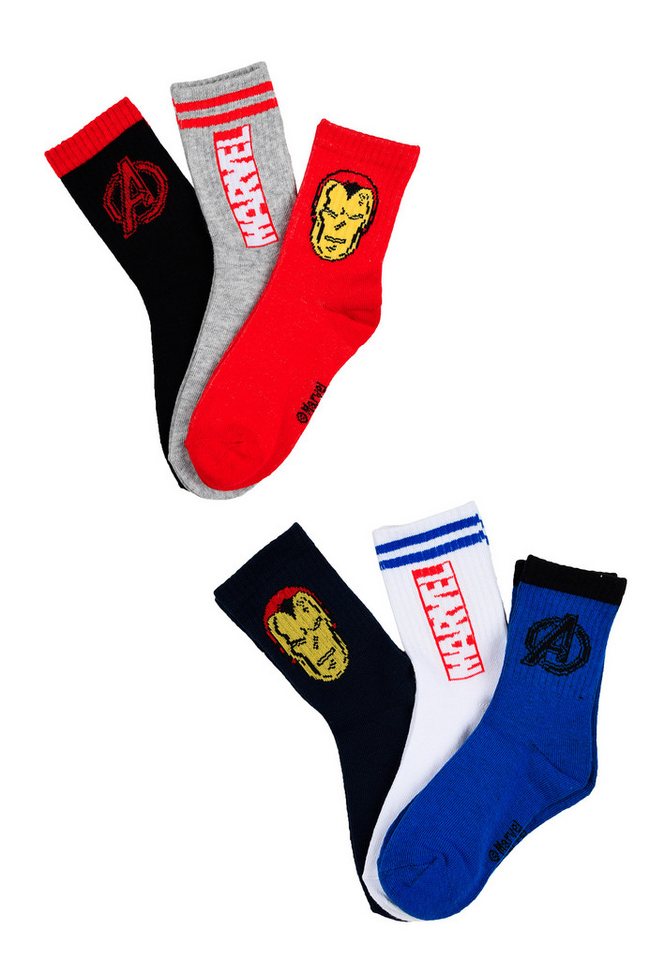 The AVENGERS Socken Jungen Socken 6er Pack mit Iron Man Motiv (6-Paar) von The AVENGERS