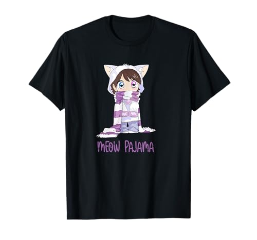 Meow Pyjama Kawaii Anime Cute Girl With Kitty Ears T-Shirt von The Anime & Manga Gifts Co.