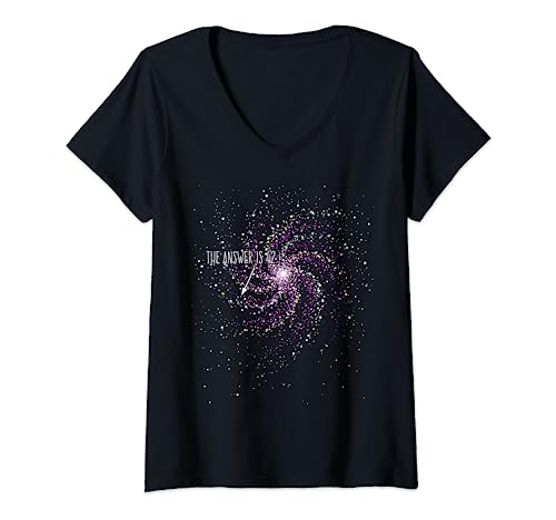 Damen The Answer is 42 Galaxie Spirale T-Shirt mit V-Ausschnitt von The Answer is 42