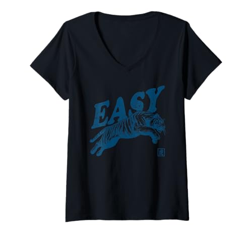 Damen Easy Tiger Retro-Grafik im Vintage-Look T-Shirt mit V-Ausschnitt Damen Easy Tiger Retro-Grafik im Vintage-Look T-Shirt mit V-Ausschnitt von The Art of Print by MCMA - Digitally Enhanced Art