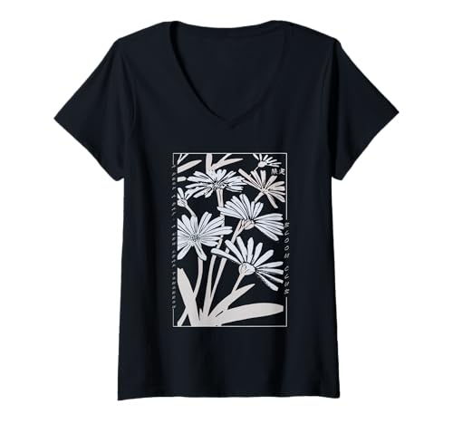 Damen Inspirierendes Zitat Floral Art Minimalist Bloom Club T-Shirt mit V-Ausschnitt von The Art of Print by MCMA - Digitally Enhanced Art
