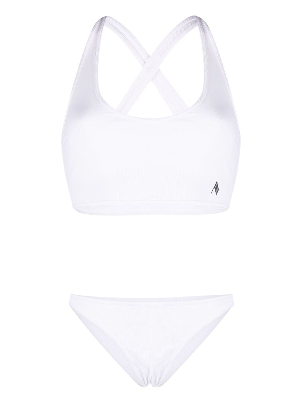 The Attico Gerippter Bikini mit Logo-Patch - Weiß von The Attico