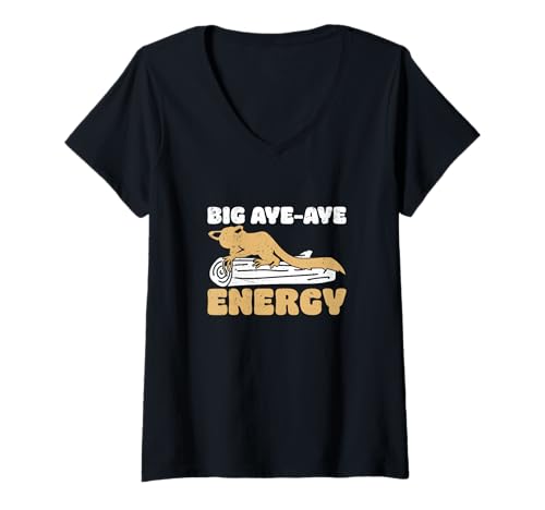 Damen Big Aye Aye Energy Lustiger Aye Aye Primat Aye-Aye Whisperer T-Shirt mit V-Ausschnitt von The Aye-Conic Primate Nation