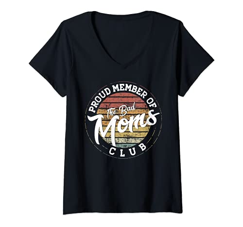 Damen Funny Mom Life – Stolzer Mitglied des Bad Moms Club T-Shirt mit V-Ausschnitt von The Bad Moms Club Gifts