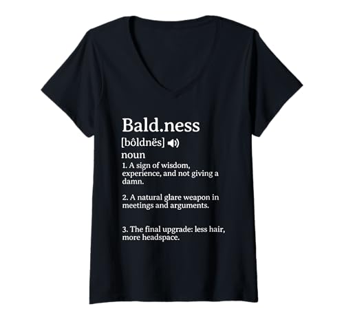 Damen Glatzendefinition, lustig, kahle Stolz T-Shirt mit V-Ausschnitt von The Bald Lexicon