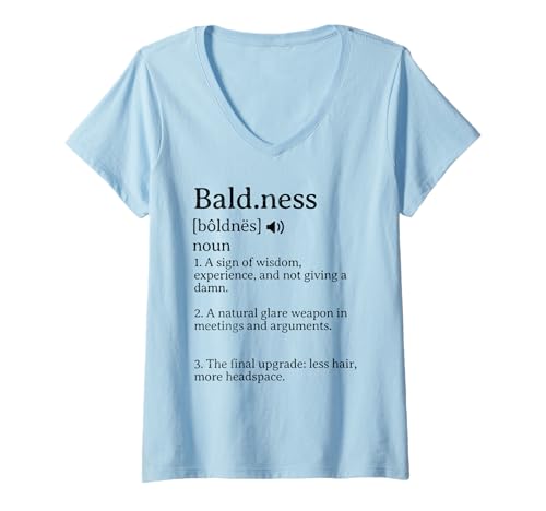 Damen Glatzendefinition, lustig, kahle Stolz T-Shirt mit V-Ausschnitt von The Bald Lexicon