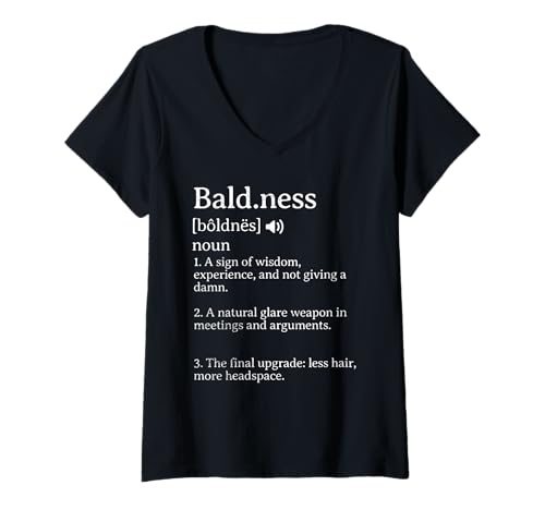 Damen Glatzendefinition, lustig, kahle Stolz T-Shirt mit V-Ausschnitt Damen Glatzendefinition, lustig, kahle Stolz T-Shirt mit V-Ausschnitt von The Bald Lexicon