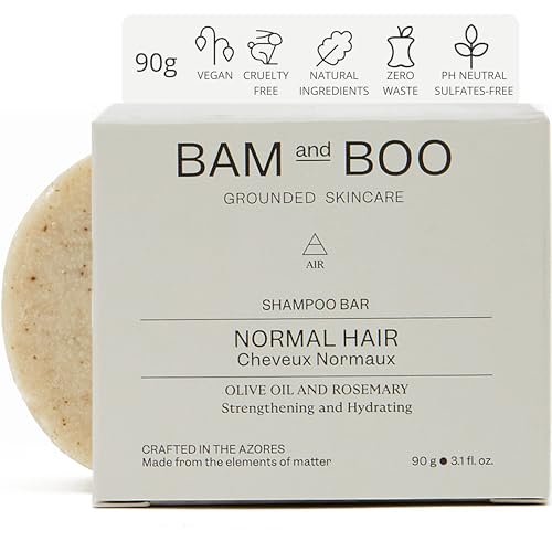 Festes Shampoo Stärkendes und feuchtigkeitsspendendes 90g - Ohne Sulfate oder Parabene - Olivenöl Rosmarin - Foamie Festes Shampoo Männer und Festes Shampoo Frauen Natürlich Vegan und Ökologisch von The Bam&Boo Toothbrush