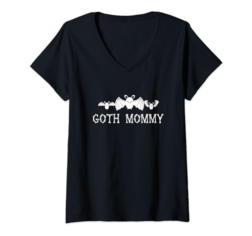 Goth Mama mit Mama und Baby Fledermäuse Gothic Mutter T-Shirt mit V-Ausschnitt von The Bat Closet