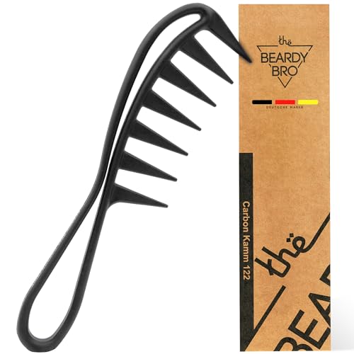 The Beardy Bro Carbon Volumen Kamm Männer - Bruchfester Premium Styling Locken Kamm für Männer dickem Bart & Haare (1 Stück, 3. Baber Kamm 123) von The Beardy Bro