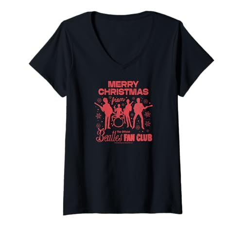 Damen Die Beatles - Der ursprüngliche Fanclub Frohe Weihnachten T-Shirt mit V-Ausschnitt von The Beatles