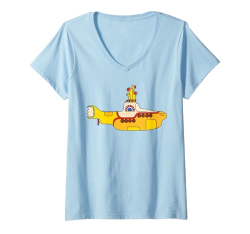 Damen Die Beatles - Gelbe U-Boot-Kunst T-Shirt mit V-Ausschnitt von The Beatles