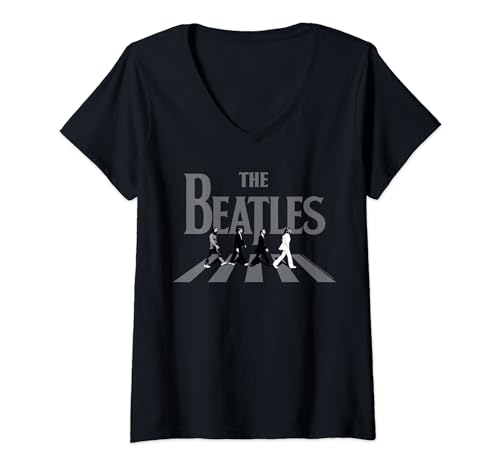 Damen The Beatles – Abbey Road Graustufenalbum Cover T-Shirt mit V-Ausschnitt von The Beatles