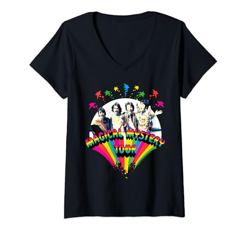 Damen The Beatles - Magical Mystery Tour mit Gruppenmitgliedern T-Shirt mit V-Ausschnitt von The Beatles