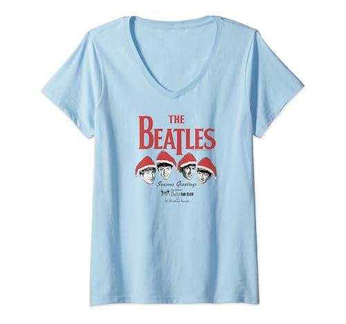 Damen The Beatles - Seasons Greetings Christmas Records T-Shirt mit V-Ausschnitt von The Beatles