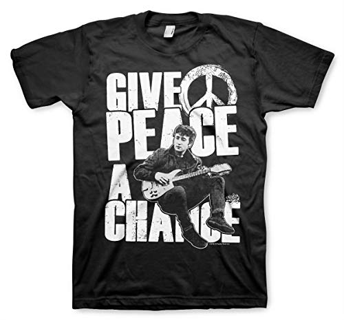 Offizielles Lizenzprodukt John Lennon - Give Peace A Chance Herren T-Shirt (Schwarz), XX-Large von The Beatles