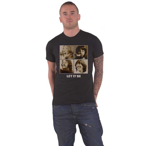 The Beatles Let It Be Sepia Band Photo offiziell Herren Nue Schwarz T Shirt von The Beatles