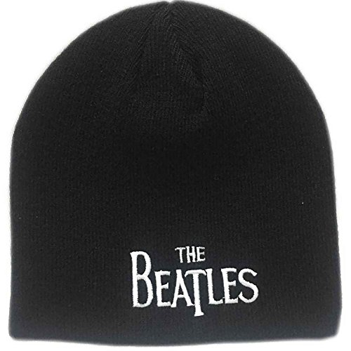 The Beatles Mütze Beanie Classic Drop T Band Logo Nue offiziell Schwarz One Size von The Beatles
