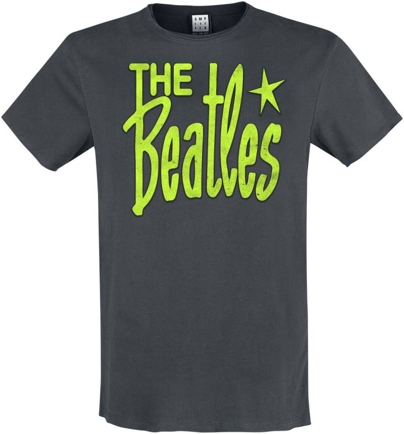 The Beatles T-Shirt - Amplified Collection - Retro Logo Neon Green - S bis XXL - für Männer - Größe XXL - charcoal  - Lizenziertes Merchandise! von The Beatles