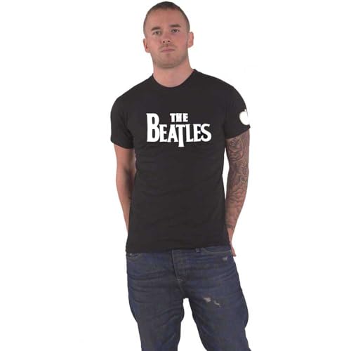 The Beatles T Shirt Drop T Band Logo Applique Nue offiziell Herren Schwarz L von The Beatles