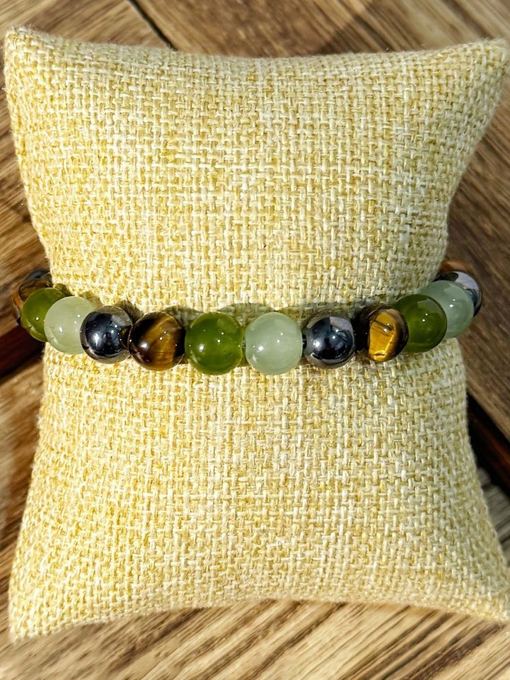 The Beauty House Armband Edelstein Armband – Natursteinarmband mit Tigerauge, Jade & Hämatit, Hochwertige Natursteine für Harmonie, Energie & Schutz von The Beauty House