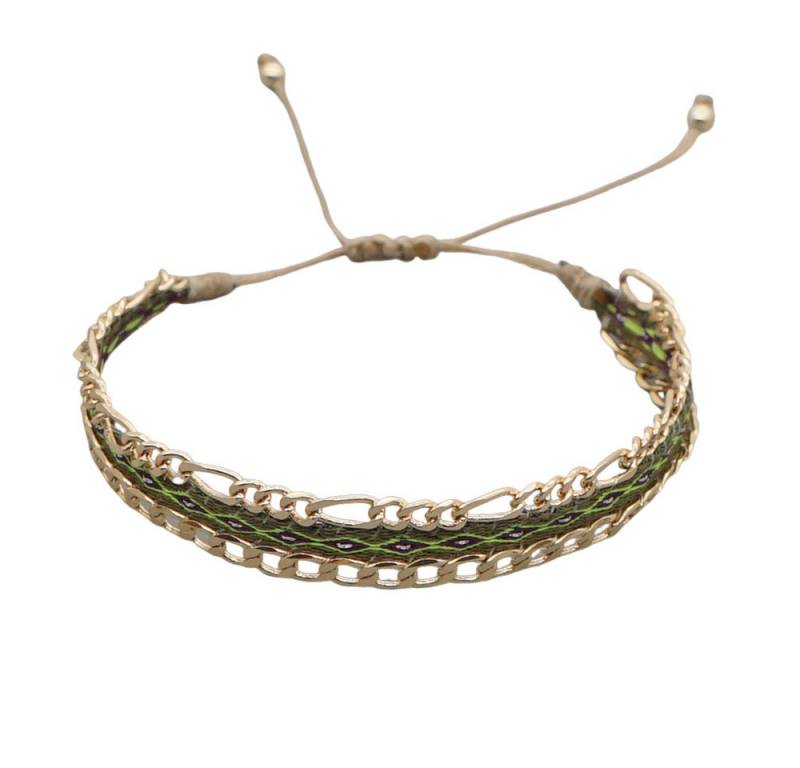 The Beauty House Armband Handgefertigtes Stoffarmband – Buntes Freundschaftsarmband (mit Perlen Boho-Style) von The Beauty House