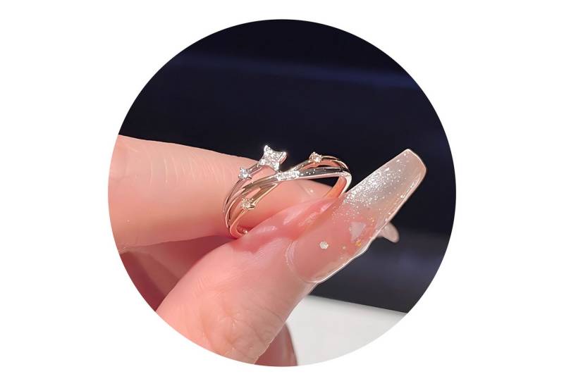 The Beauty House Fingerring Damen Ring Silberfarbe Verstellbar Zirkonia Stern Design von The Beauty House