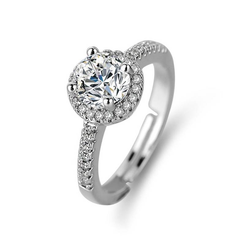 The Beauty House Fingerring Damen Ring silberfarbiger Verlobungsring, mit Zirkonia für jede Passform und Größe von The Beauty House