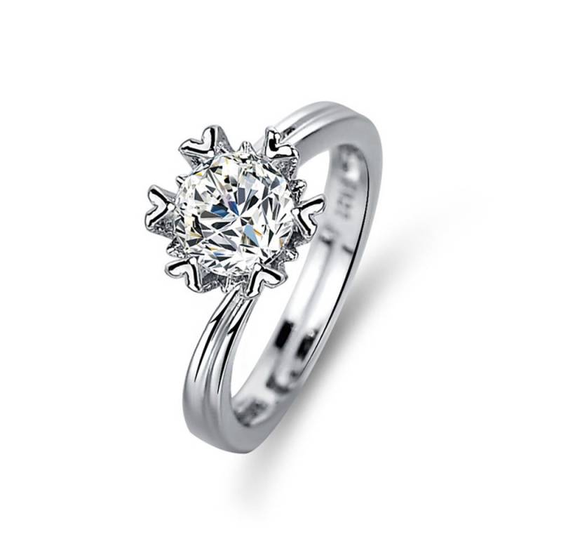 The Beauty House Fingerring Damen Ring silberfarbiger Verlobungsring, mit Zirkonia für jede Passform und Größe von The Beauty House